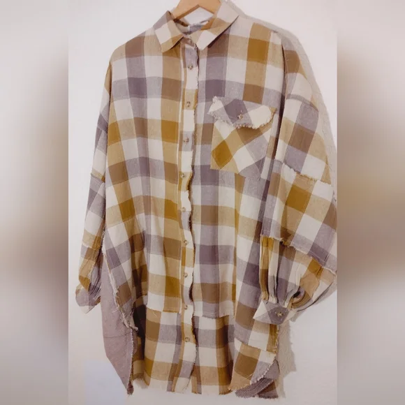 Easel Oversized Linen Blend Button Down T-shirt Dress - Picture 7 of 10